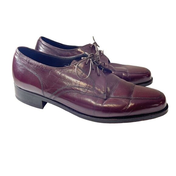 Vintage Florsheim Size 9.5D Burgundy Leather Apron Toe Derby Dress Shoe 33617 main image 13